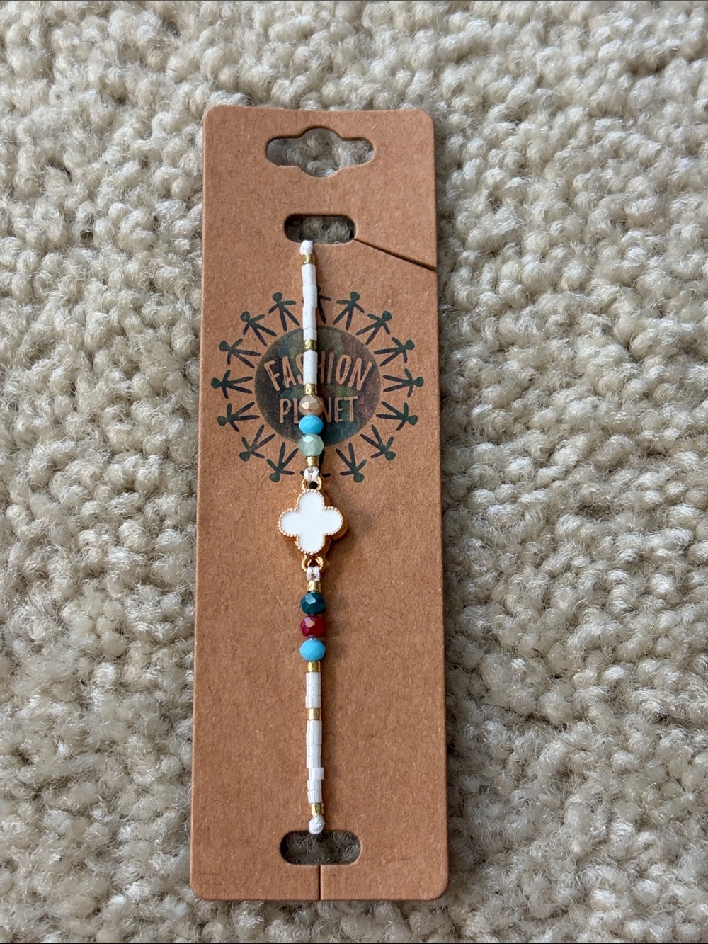 Fashion Planet -Beaded Clover Bracelet - NWT